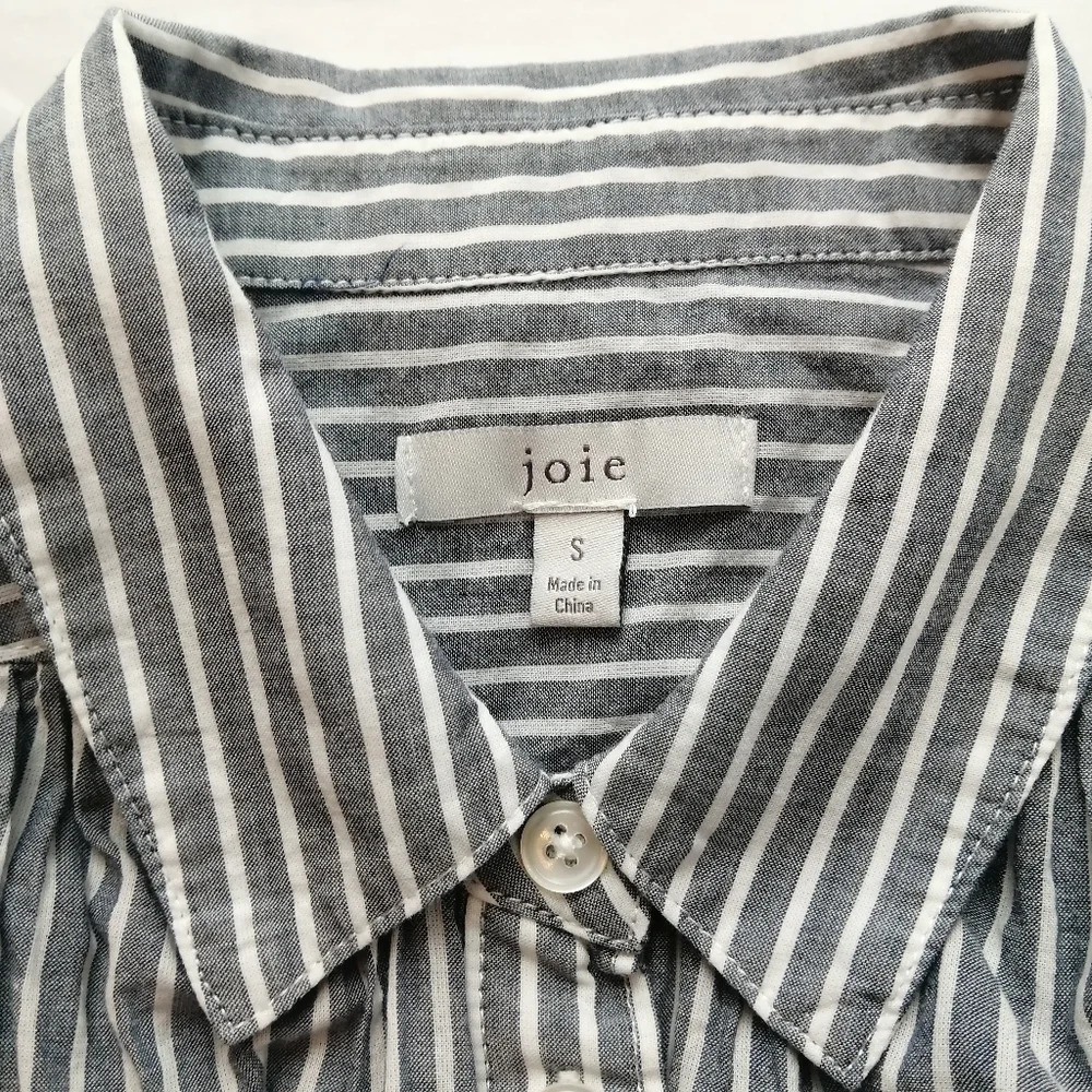 Joie Naro Striped Short Sleeve Button Up Cotton Coastal Nautical Oversize Small - Picture 13 of 16